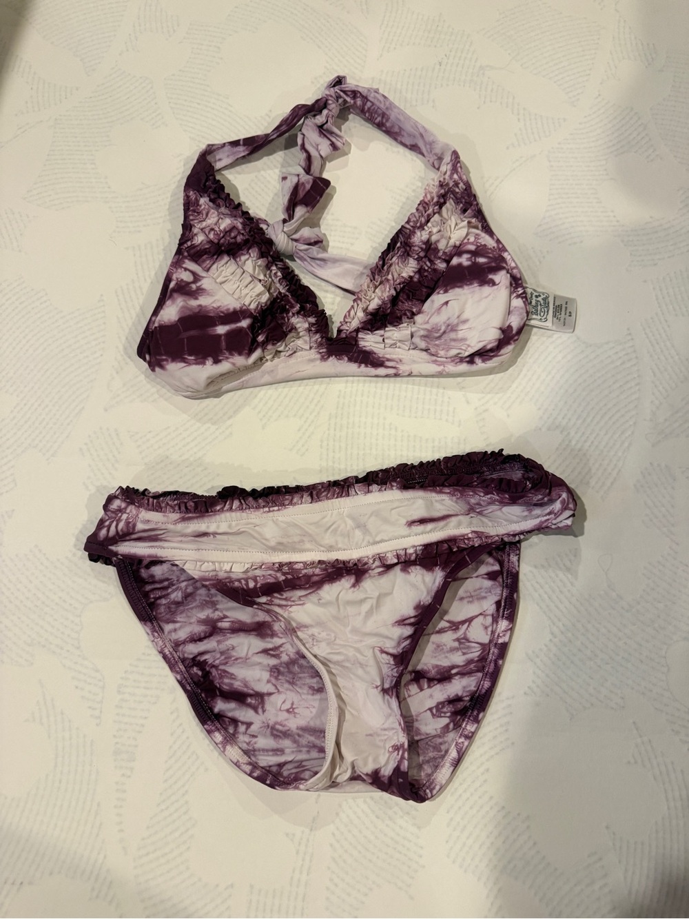Lucky Brand Purple Tie-Dye Halter Bikini Set
